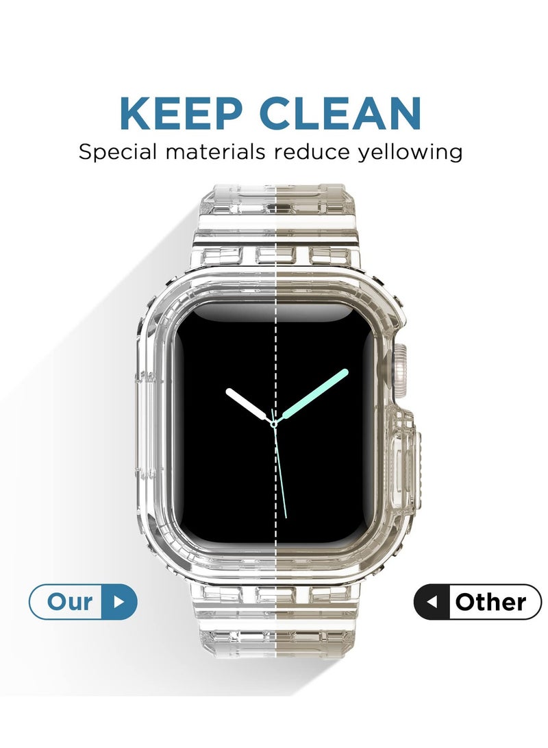 KASTWAVE Sports Band for Apple Watch Series 7, Transparent Clear Soft Silicone Crystal Strap with Case, Compatible with Apple Watch Band Series 7 Clear 42mm 44mm 45mm, for Men, Women - Image 3