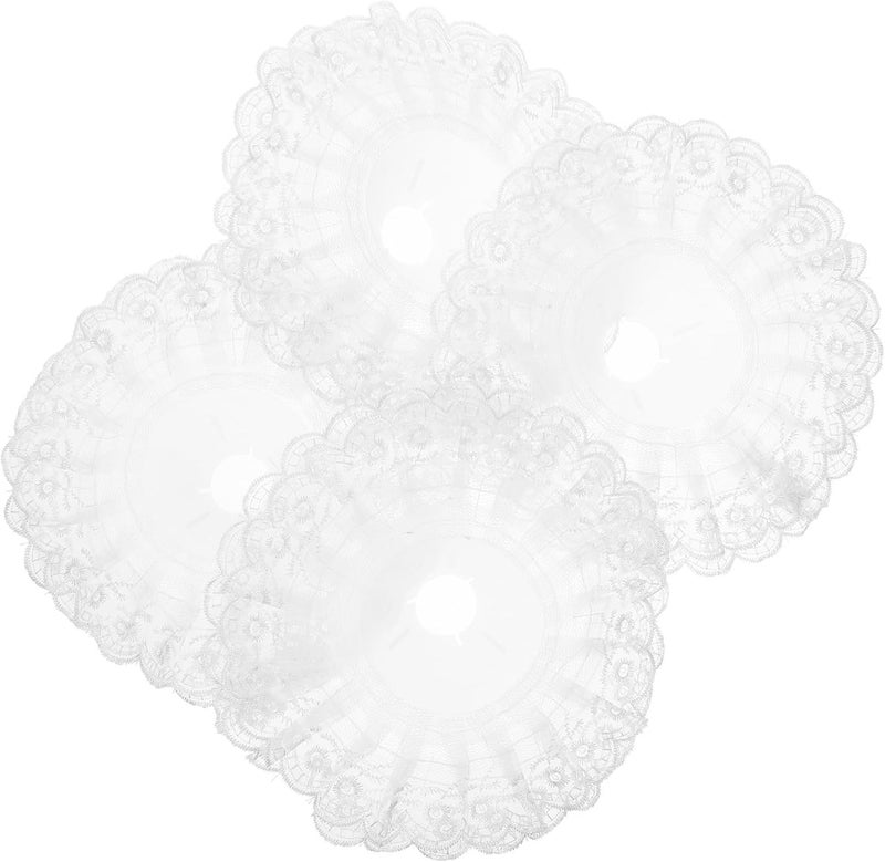 IWOWHERO 4pcs Wedding Lace Bouquet Collars Bridal Floral Holder Collar White Double Layer DIY Bouquet Holders for Wedding Party and Bridal Arranging - Image 1