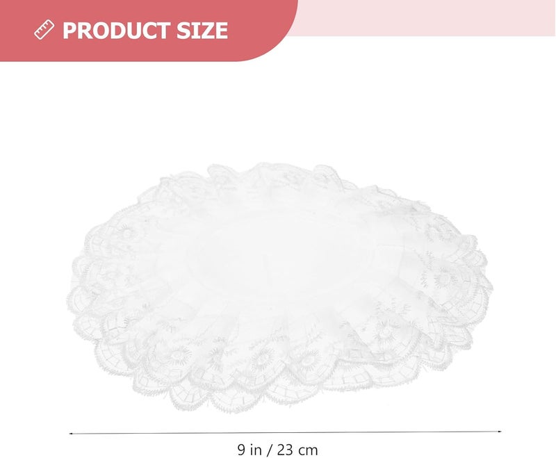 IWOWHERO 4pcs Wedding Lace Bouquet Collars Bridal Floral Holder Collar White Double Layer DIY Bouquet Holders for Wedding Party and Bridal Arranging - Image 2
