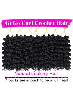Eerya 7 Packs GoGo Curl Crochet Hair 10 Inch Short Curly Crochet Hair for Women Water Wave Beach Curl Deep Twist Crochet Braids Synthetic Braiding Hair Extensions(10 Inch, 1B)  - Image 2