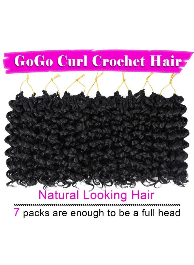 إييريا 7 عبوات من شعر كروشيه مجعد قصير من GoGo Curl بطول 10 بوصات للنساء، ضفائر كروشيه مموجة عميقة على الشاطئ، ضفائر كروشيه صناعية (10 بوصات، 1B)  - Image 2