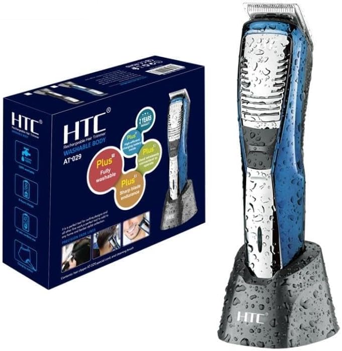 HTC AT-029 Cordless Rechargeable Hair Trimmer, Blue - Image 1
