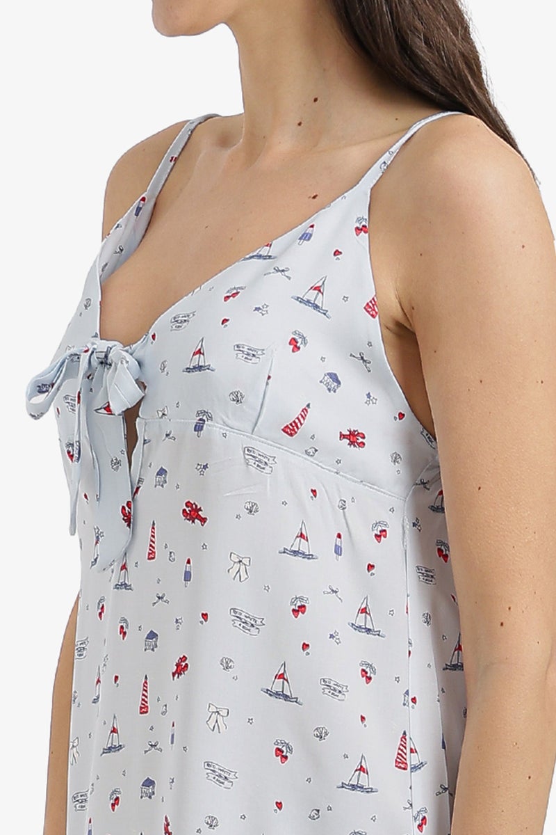 Carina Bow-Neck Printed Nightgown - Image 5