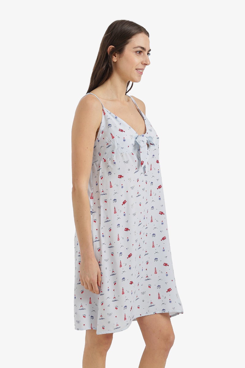 Carina Bow-Neck Printed Nightgown - Image 3