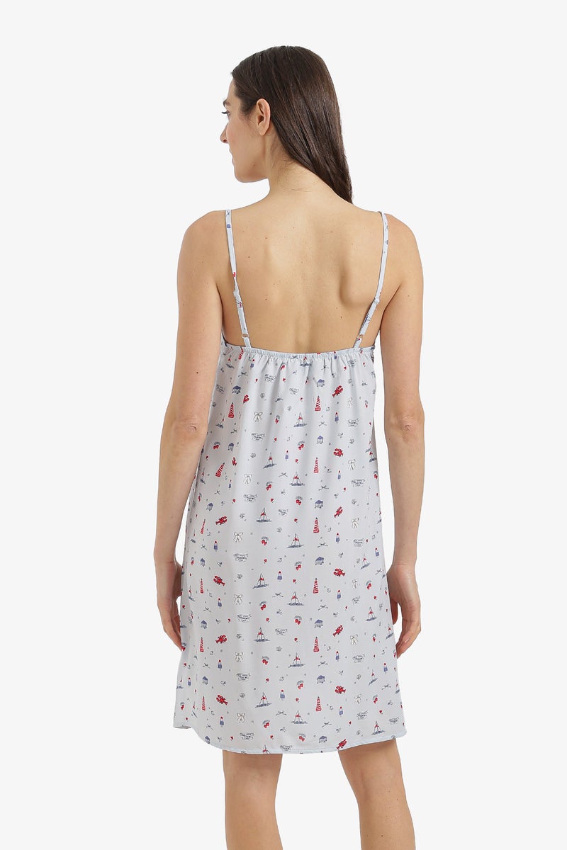 Carina Bow-Neck Printed Nightgown - Image 4