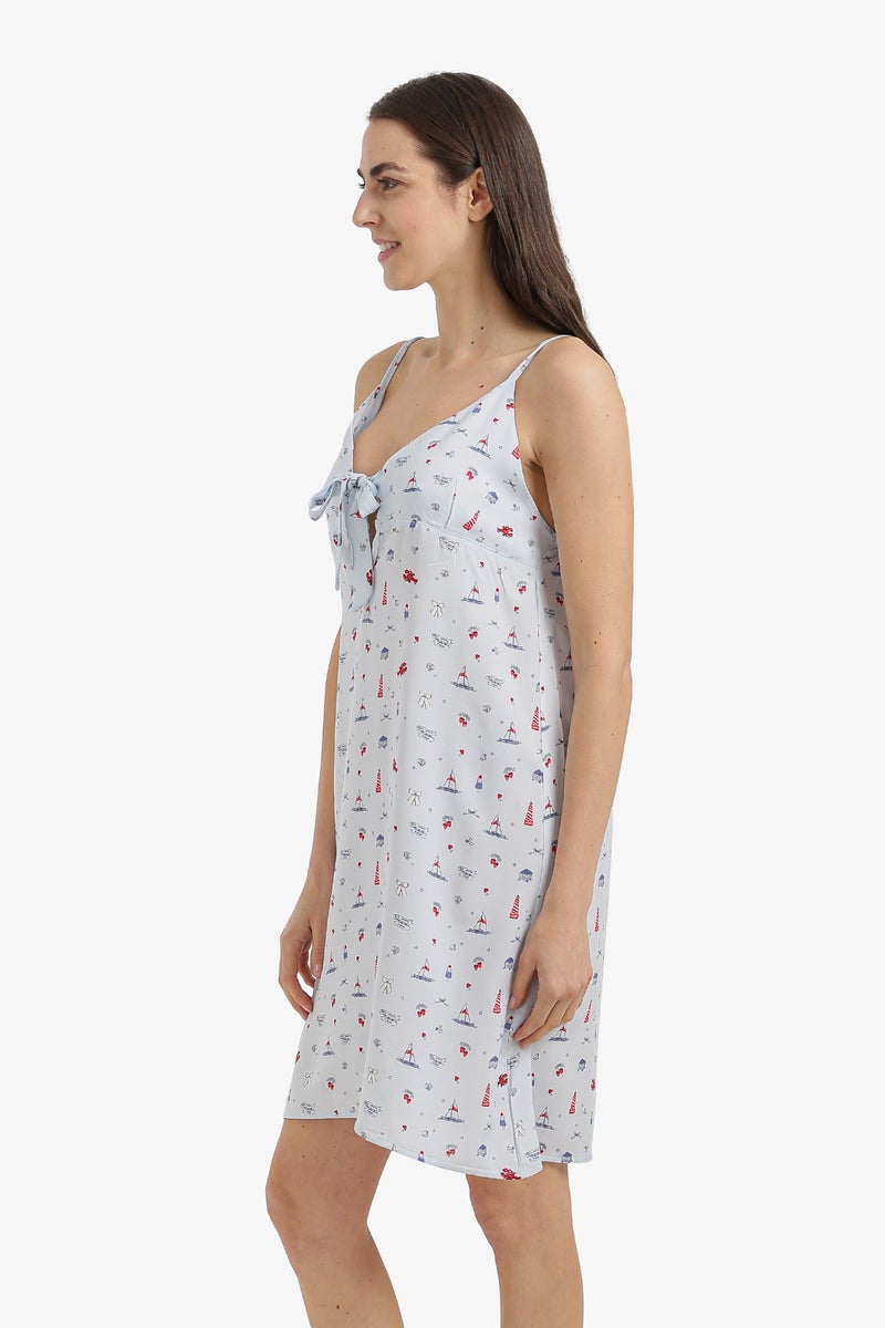 Carina Bow-Neck Printed Nightgown - Image 2