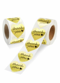 Y&D 2 Rolls Thank You Stickers Label Gold Heart Shape Foil Decorative Sealing Labels for Bakeries, Handmade Goods, Gifts Bags, Envelopes  - Image 1