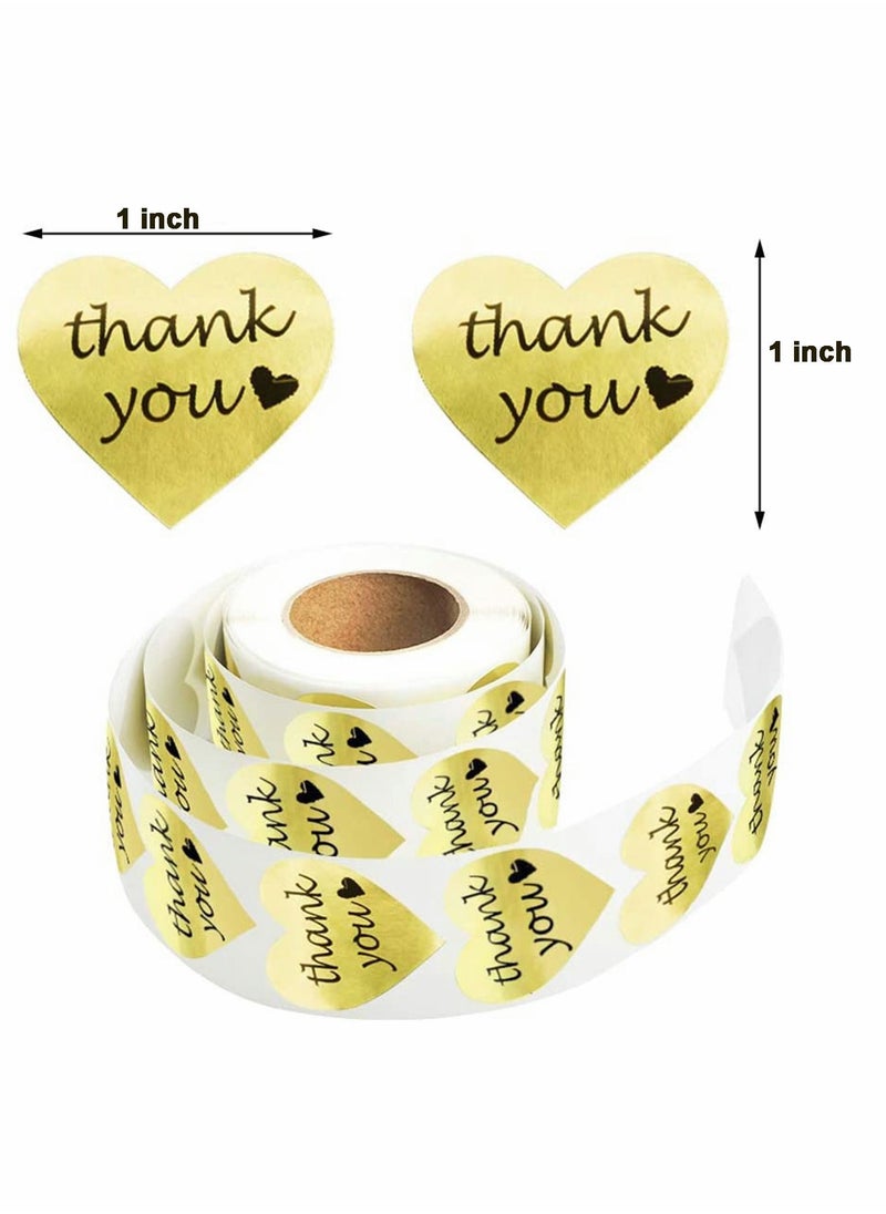 Y&D 2 Rolls Thank You Stickers Label Gold Heart Shape Foil Decorative Sealing Labels for Bakeries, Handmade Goods, Gifts Bags, Envelopes  - Image 5