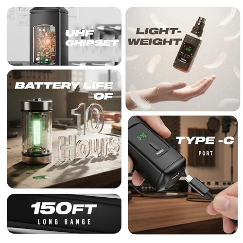 DIGIMORE Wireless Microphone System | 2.4GHz Digital Modulation | 50m Range | High S/N Ratio >90dB | Ideal for Recording, Streaming & Public Speaking (D-715) - Image 2