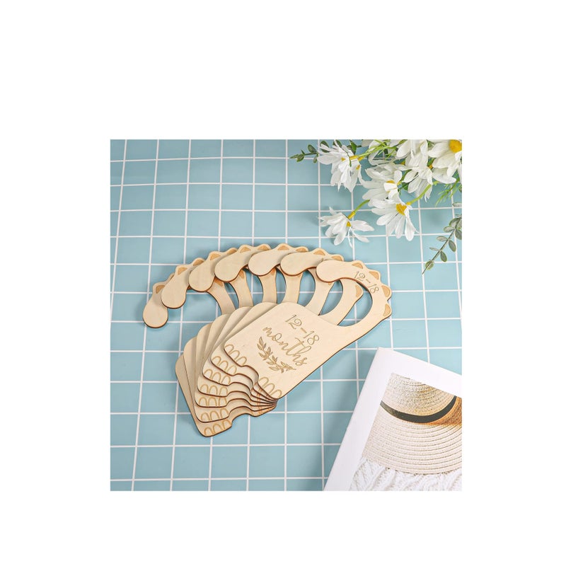 SOLARAE Wooden Baby Closet Dividers, 7 Pcs Baby Closet Size Divider, Baby Cloth Organizers Baby Clothes Sorting Tags, from Newborn Infant to 24 Months, Boy Girl Nursery Decor - Image 4