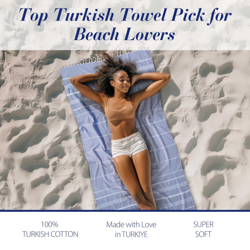 Cacala Lightweight and Thin Turkish Beach Towel 100% Cotton Sand-Free and Quick-Drying Goodness Perfect as an Extra Large Travel Towel, Beach Accessory, or Gift for Beach Lovers, 37 x 70 - Image 5
