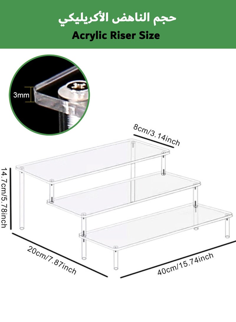 Acrylic Display Riser, 3-Tier Perfume Organizer Rack, Clear Cupcake Holder, Large Display Stand for Figures, Party Dessert Shelves, Makeup Organizer, Crystal Stone Riser Stand for Decoration - Image 2