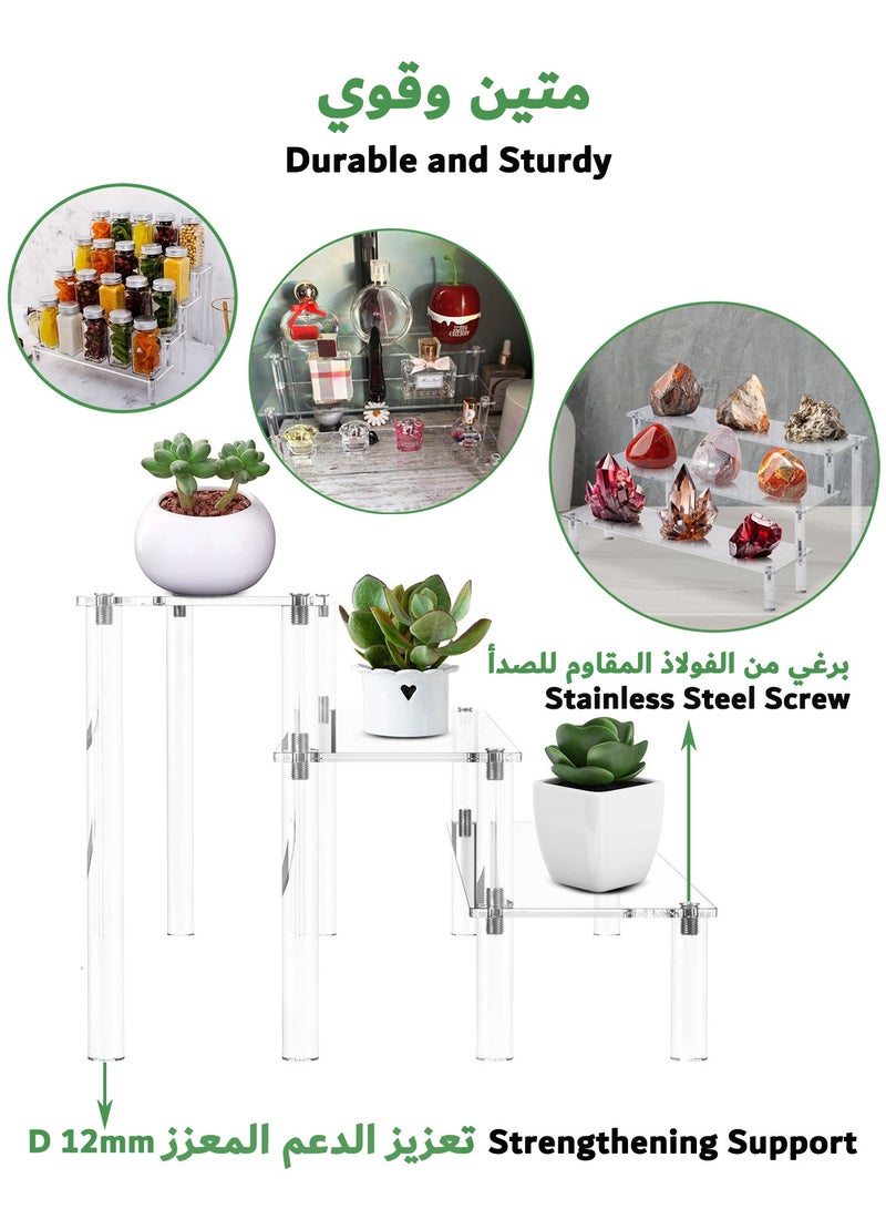 Acrylic Display Riser, 3-Tier Perfume Organizer Rack, Clear Cupcake Holder, Large Display Stand for Figures, Party Dessert Shelves, Makeup Organizer, Crystal Stone Riser Stand for Decoration - Image 4