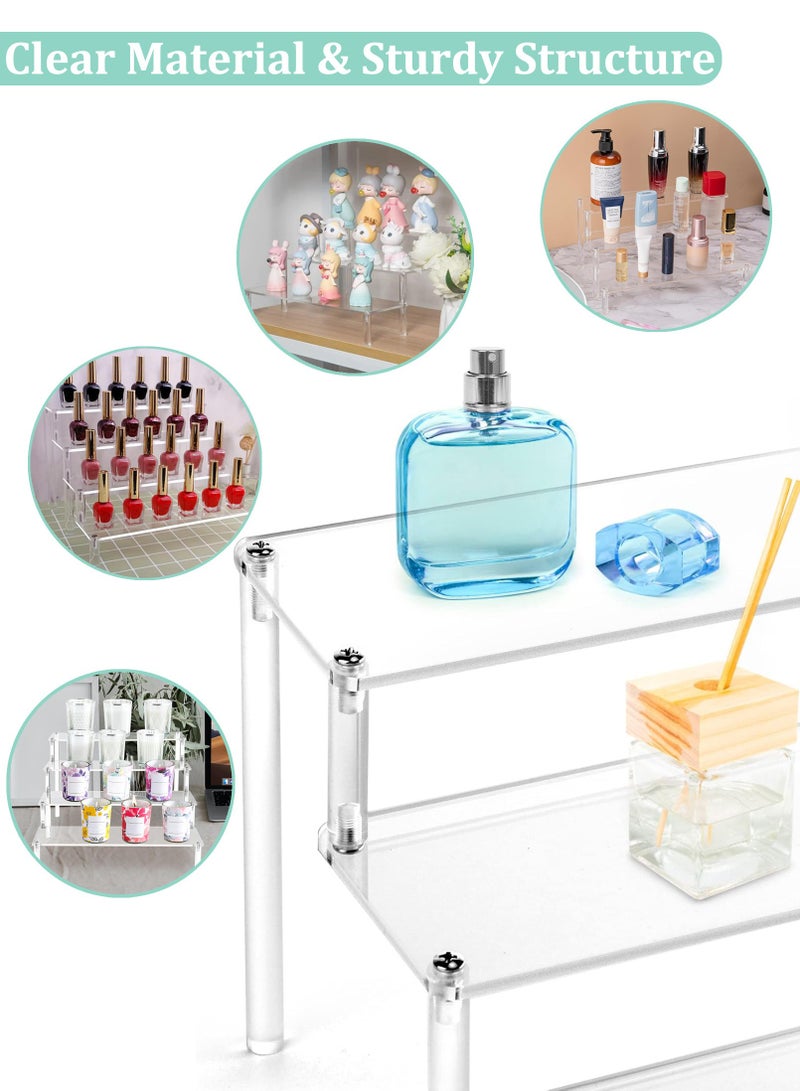 حامل عرض أكريليك، حامل منظم عطور من 3 طبقات، حامل كب كيك شفاف، حامل عرض كبير للأشكال، أرفف حلويات للحفلات، منظم مكياج، حامل ناهض من الكريستال للديكور - Image 3