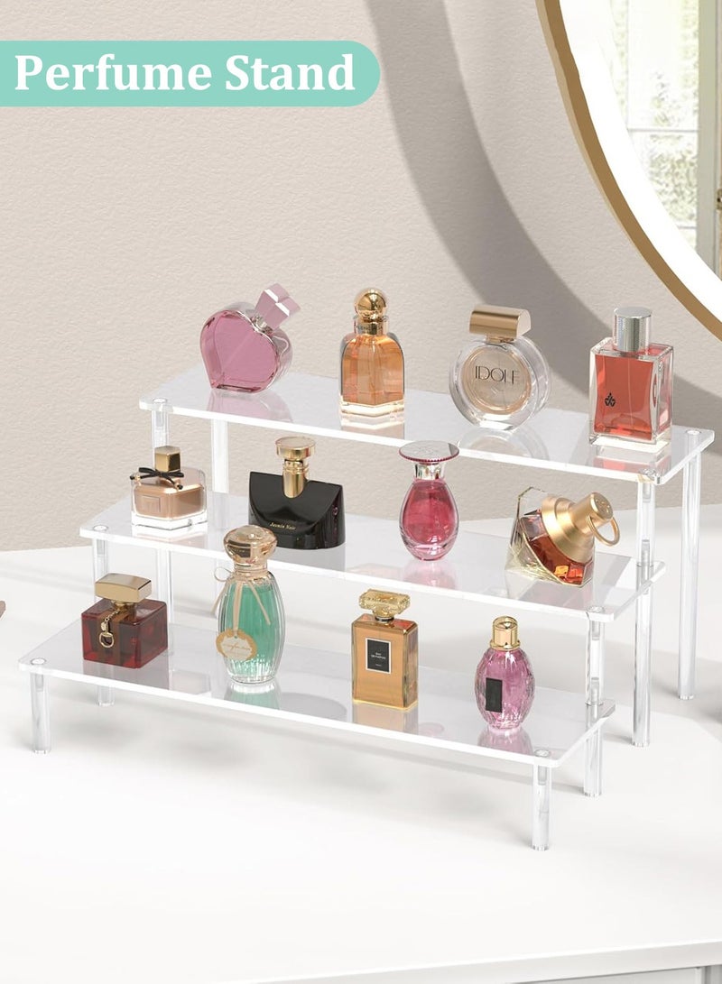 حامل عرض أكريليك، حامل منظم عطور من 3 طبقات، حامل كب كيك شفاف، حامل عرض كبير للأشكال، أرفف حلويات للحفلات، منظم مكياج، حامل ناهض من الكريستال للديكور - Image 4
