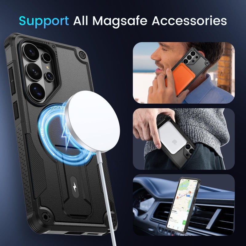 Caka for Samsung Galaxy S26 Ultra Case [Compatible with MagSafe] [Invisible Kickstand] [HD Screen Protector], Protective Magnetic Phone Cover for Samsung S26ultra 5G 6.9â€ 2025 - Black - Image 4