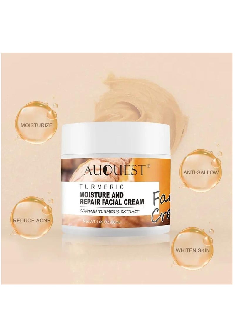 AuQuest 50ml Turmeric Moisturize & Repair Face Cream Organic Turmeric Moisturizer Face Cream Dark Spot Corrector Acne Treatment Pore Minimizer Cream for All Skin Types - Image 4