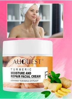 AuQuest 50ml Turmeric Moisturize & Repair Face Cream Organic Turmeric Moisturizer Face Cream Dark Spot Corrector Acne Treatment Pore Minimizer Cream for All Skin Types  - Image 1
