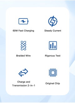 MMG USB C Braided Cable 60W, USB-C to USB-C 1 meter, USB C Charger Cable for iPhone 15, Mac Book Pro 2020, iPad Pro 2020, Switch, Samsung Galaxy S20 Plus S9 S8 Plus, Pixel, Laptops and lot more  - Image 3