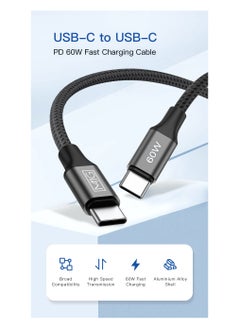 MMG USB C Braided Cable 60W, USB-C to USB-C 1 meter, USB C Charger Cable for iPhone 15, Mac Book Pro 2020, iPad Pro 2020, Switch, Samsung Galaxy S20 Plus S9 S8 Plus, Pixel, Laptops and lot more  - Image 2