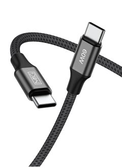 MMG USB C Braided Cable 60W, USB-C to USB-C 1 meter, USB C Charger Cable for iPhone 15, Mac Book Pro 2020, iPad Pro 2020, Switch, Samsung Galaxy S20 Plus S9 S8 Plus, Pixel, Laptops and lot more  - Image 1