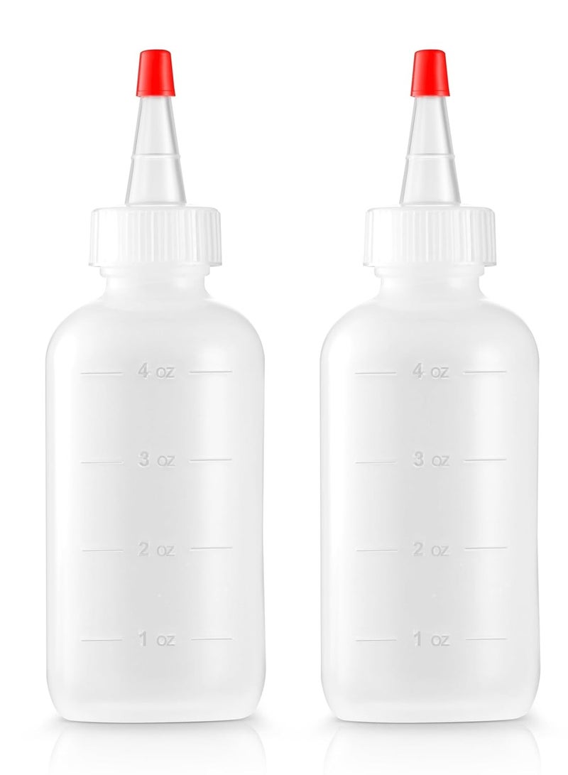 Bar5F Soft Squeeze Hair Applicator Bottle for Hair Treatment, Scalp Oil, Root, Color, 4 Ounce Translucent with Measuring Scale and Cap, BPA Free, 2 Pack - Image 1