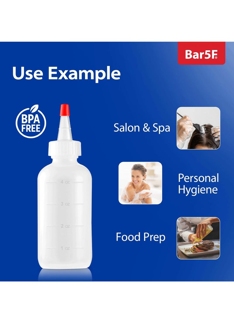 Bar5F Soft Squeeze Hair Applicator Bottle for Hair Treatment, Scalp Oil, Root, Color, 4 Ounce Translucent with Measuring Scale and Cap, BPA Free, 2 Pack - Image 4