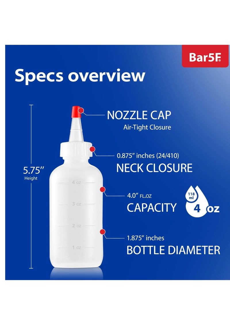 Bar5F Soft Squeeze Hair Applicator Bottle for Hair Treatment, Scalp Oil, Root, Color, 4 Ounce Translucent with Measuring Scale and Cap, BPA Free, 2 Pack - Image 2