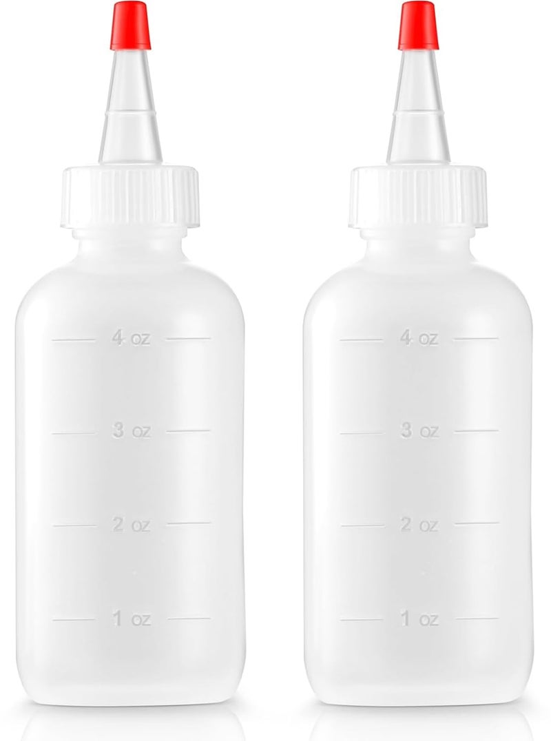 Bar5F Soft Squeeze Hair Applicator Bottle for Hair Treatment, Scalp Oil, Root, Color, 4 Ounce Translucent with Measuring Scale and Cap, BPA Free, 2 Pack - Image 1