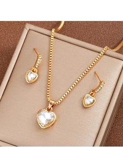 Huitich Elegant Heart Crystal Jewelry Set Necklace & Earrings  - Image 4