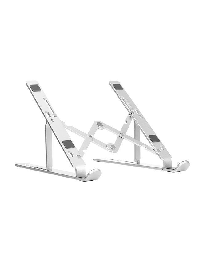 7-Level Adjustable Aluminum Alloy Foldable Laptop Stand Silver - Image 1