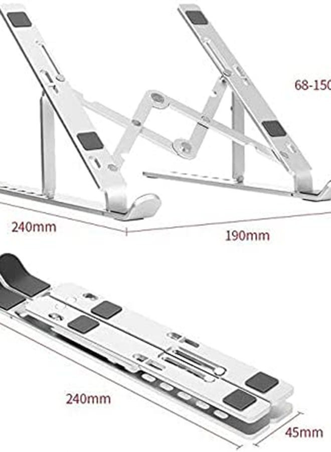 7-Level Adjustable Aluminum Alloy Foldable Laptop Stand Silver - Image 5