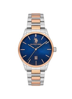 U.S. Polo Assn. U.S. Polo Assn. Fundamental 42mm Men's Watch with Bold Blue Dial and Two-Tone Rose Gold & Silver Bracelet - Effortless Style Meets Functionality  - Image 1