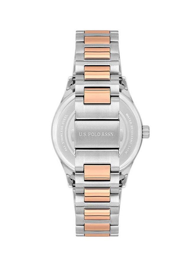 U.S. Polo Assn. U.S. Polo Assn. Fundamental 42mm Men's Watch with Bold Blue Dial and Two-Tone Rose Gold & Silver Bracelet - Effortless Style Meets Functionality  - Image 3