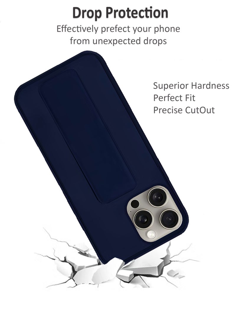 Waldic Premium Silicone Magnetic Hand Grip Case Cover for Apple iPhone 15 Pro Max - Dark Blue - Image 2
