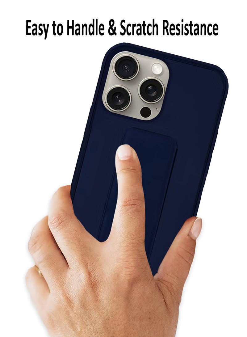Waldic Premium Silicone Magnetic Hand Grip Case Cover for Apple iPhone 15 Pro Max - Dark Blue - Image 4