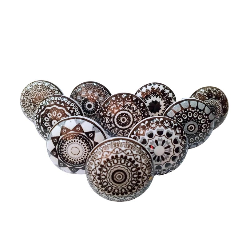 Amoorcart Amoorcart Vintage Ceramic Knobs For Kids and Kitchen Cupboards Drawers Wardrobes PC Cabinets Almirahs Dressers Decorative Pull Handles For Dressing Table and Home Decor Set of 10 40mm Regalia 