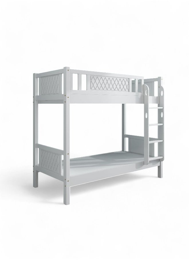 KARNAK Karnak Heavy Duty Wooden Bunk Bed With Ladder for Kids, Teens, Bedroom, Guest Room Furniture, Solid Wooden Bedframe, Full-Length Guardrail Color White  - Image 5