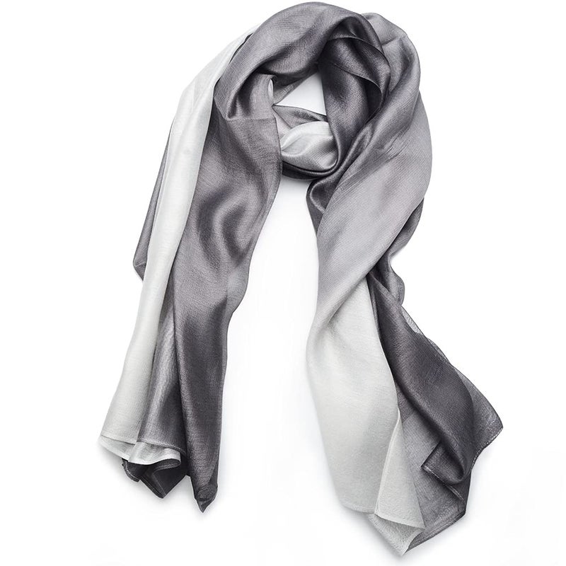 SNUG STAR Cotton Silk Scarf Elegant Soft Wraps Color Shade Scarves for Women (Gradient - Dark grey) - Image 1