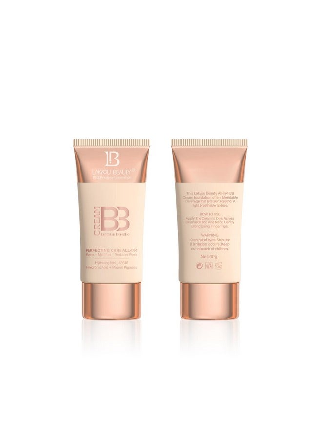 LAKYOU BEAUTY Bb Cream Let Skin Breathe - Perfecting Care All-In-One, Evens, Mattifies, Reduces Pores, Hydrating With Spf 30, Hyaluronic Acid & Mineral Pigments, 60Ml (02(Soft Ivory), 60)  - Image 2