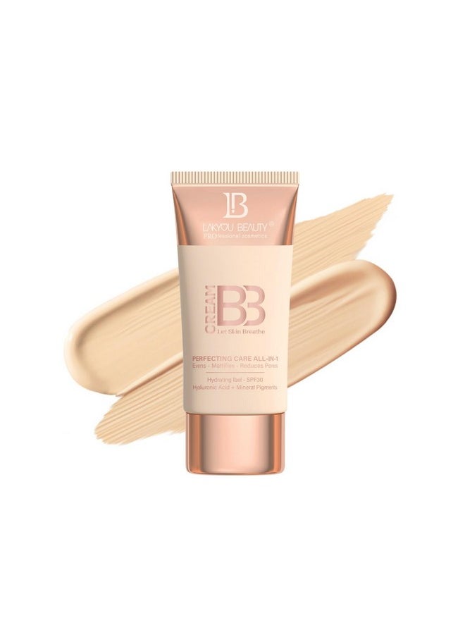 LAKYOU BEAUTY Bb Cream Let Skin Breathe - Perfecting Care All-In-One, Evens, Mattifies, Reduces Pores, Hydrating With Spf 30, Hyaluronic Acid & Mineral Pigments, 60Ml (02(Soft Ivory), 60)  - Image 1