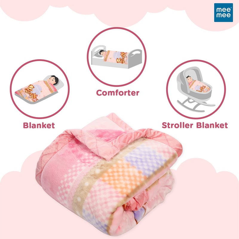 Mee Mee Soft Baby Blanket (Dark Pink) (437.0mm L X 122.0mm W) - Image 3