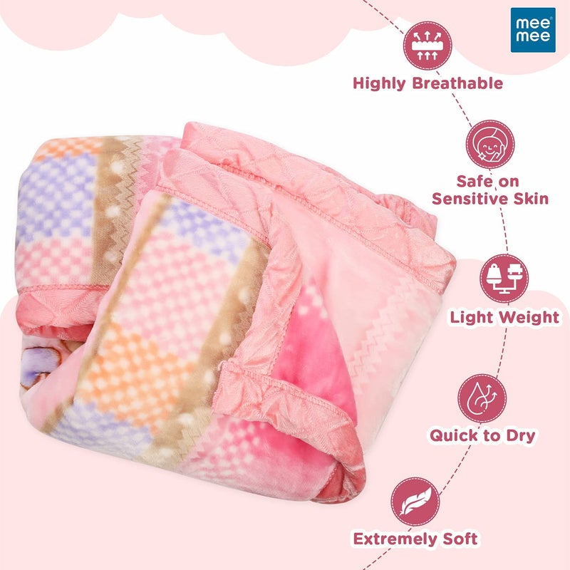 Mee Mee Soft Baby Blanket (Dark Pink) (437.0mm L X 122.0mm W) - Image 2