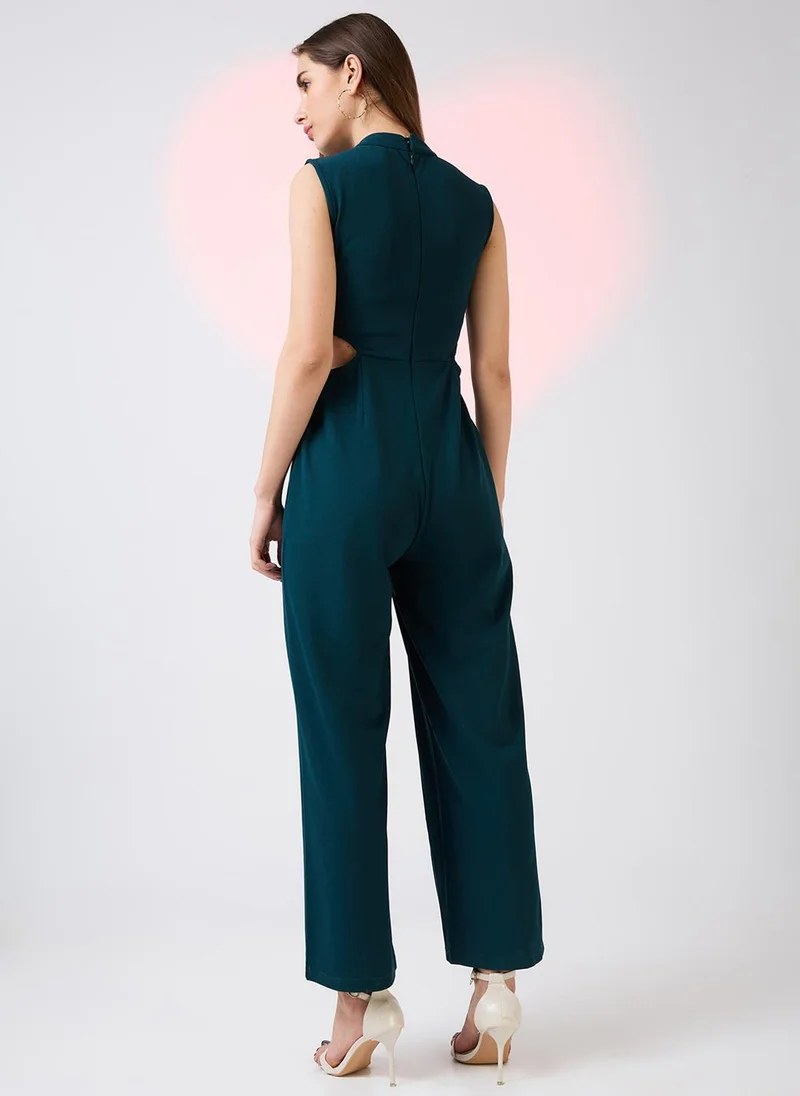 Globus Green Globus Women Sleeveless High Neck Waist Cut Out Detail Party Jumpsuit for Women | Best Price UAE