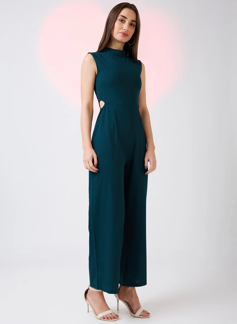 Globus Green Globus Women Sleeveless High Neck Waist Cut Out Detail Party Jumpsuit for Women | Best Price UAE