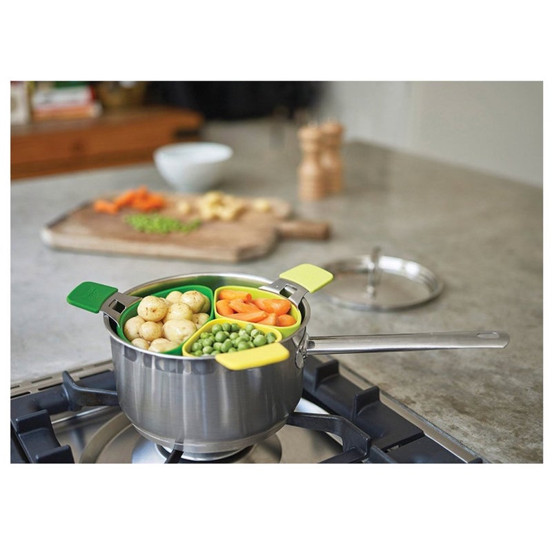 EZ Life Silicon Steaming Pod Set - Kitchen Cooking Vegetable Steaming Pots Separator Strainer Kit - Multipurpose Easy Cooking of Different Foods - Kitchen Cookware Pod Set - Multicolor - Pack of 3 - Image 4