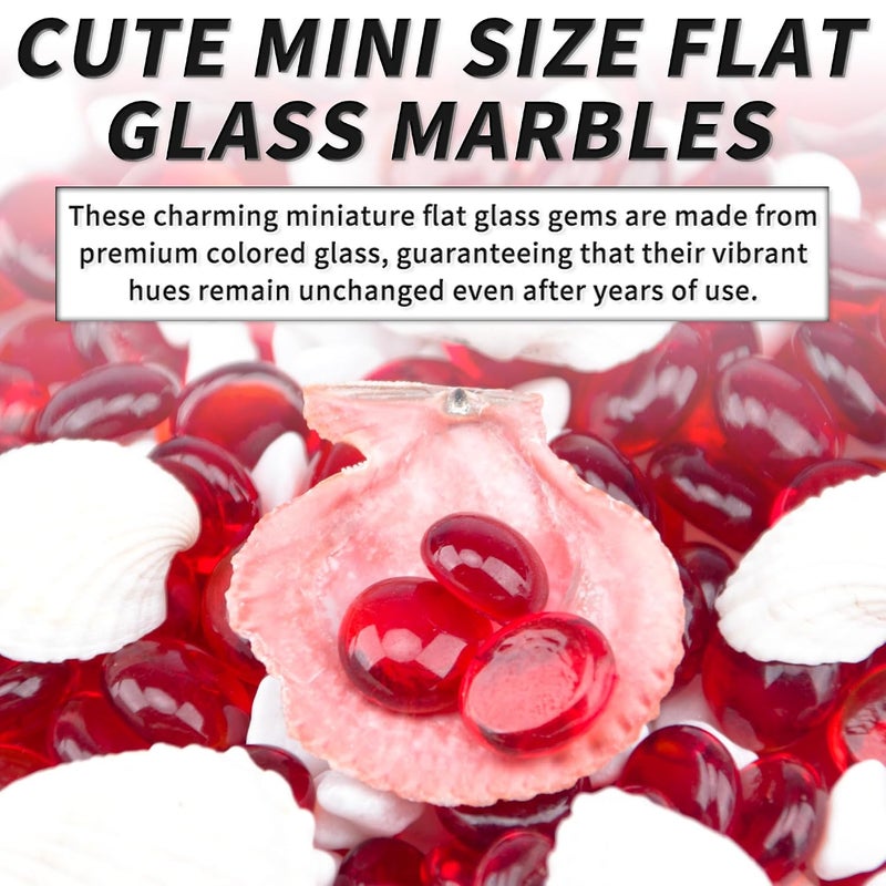 Foncomy 1 LB Red Flat Glass Beads, 160-180PCS Small Glass Marbles, Mini Flat Round Pebbles for Vase Filler and Floral, Fish Tank Rocks Decorative Gemstones for Home and Aquarium Décor - Image 5