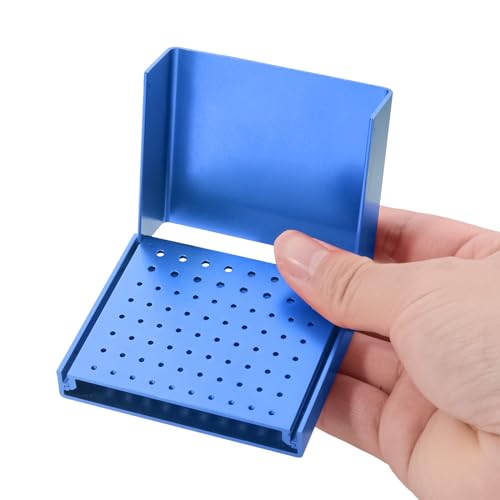 Kurtvenid 76 Holes Burs Holder Block Cleaning Stand Autoclave Case Bur Box Aluminium Alloy Organizer (Blue) - Image 3