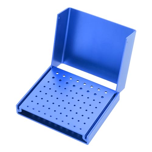 Kurtvenid 76 Holes Burs Holder Block Cleaning Stand Autoclave Case Bur Box Aluminium Alloy Organizer (Blue) - Image 1