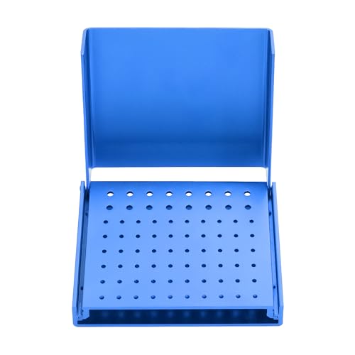 Kurtvenid 76 Holes Burs Holder Block Cleaning Stand Autoclave Case Bur Box Aluminium Alloy Organizer (Blue) - Image 2